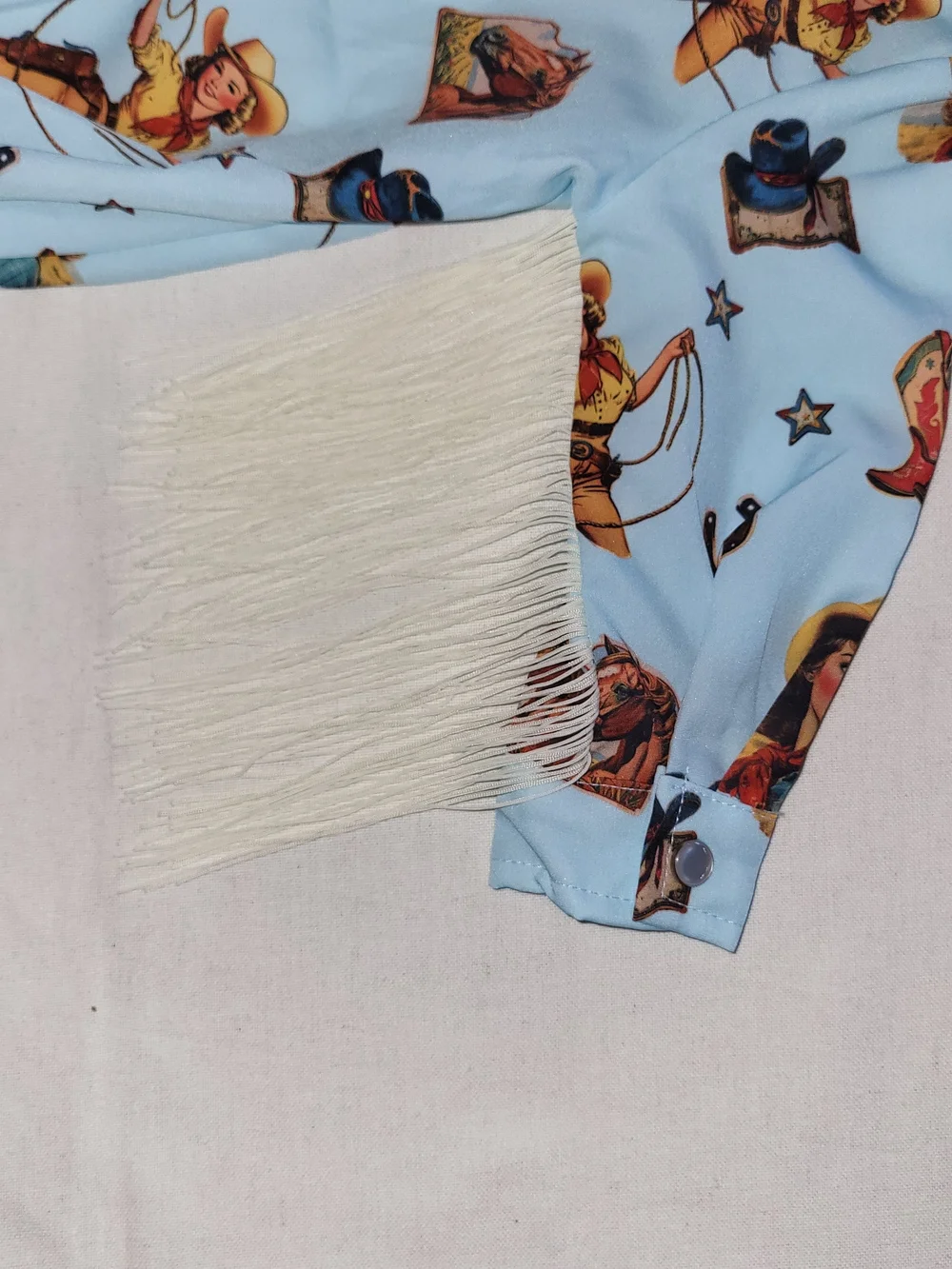Light Blue Cowboy Fringe One-Piece Bodysuit